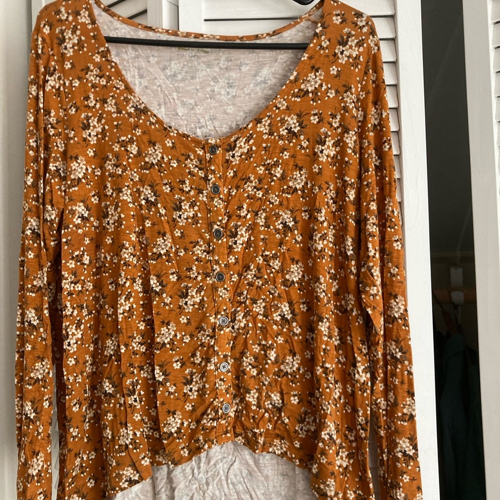 American eagle long sleeve slub knit swing top